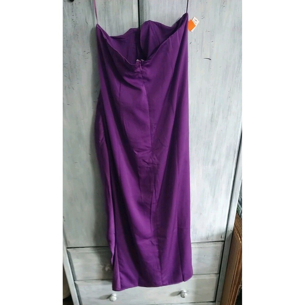 Fashion Nova Strapless Purple Maxi Side Slit Dress Nwt Purple Y2K City - Picture 8 of 14